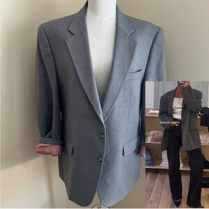 Grey Pinstripe Oversized Blazer
